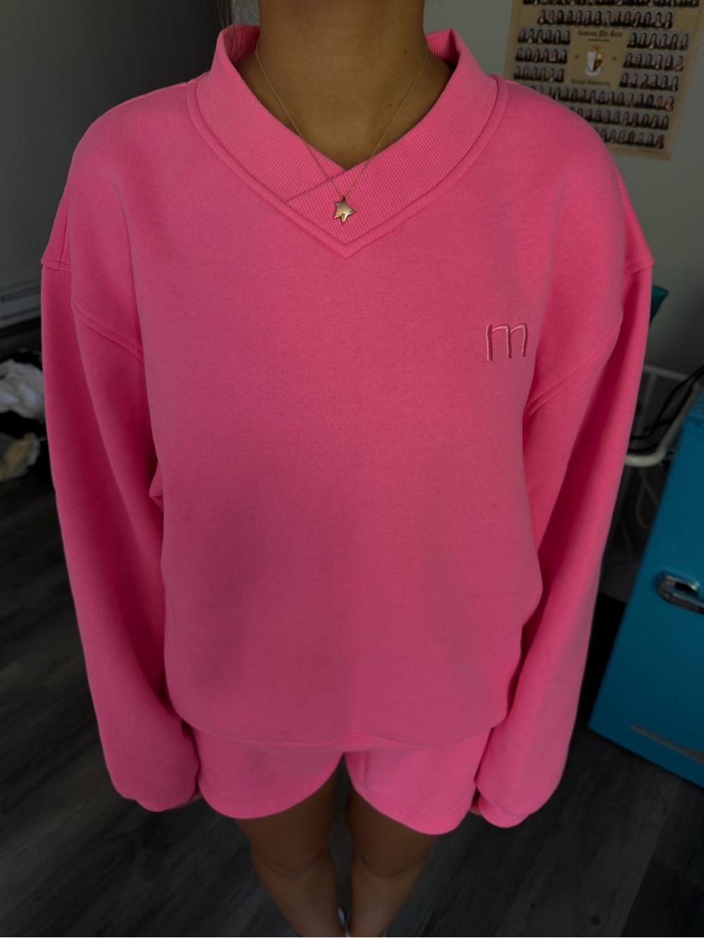 Women's Pink Crewneck Sweater - M Embroidered
